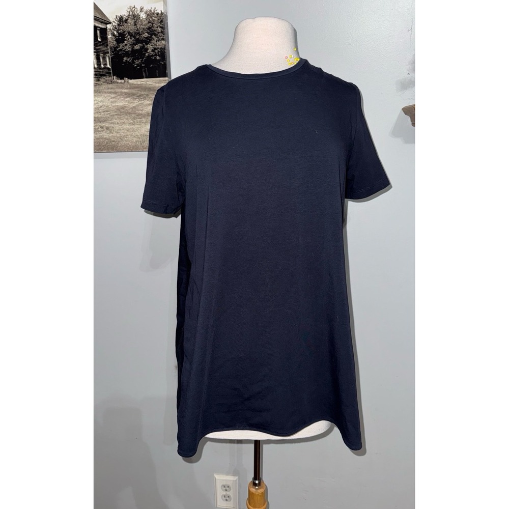 COS navy blue tunic style top front side pockets women's size medium